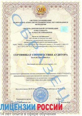 Образец сертификата соответствия аудитора №ST.RU.EXP.00006191-1 Чернушка Сертификат ISO 50001